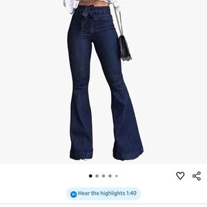 Women's Flared Dark Blue Jeans